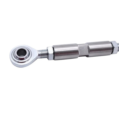 Two And A Half Inch Adjustable Tensioning Rod With Heim Joint Silver Alternator Bracket For Chevy Small Block And Big Block Engines SBC BBC 350 454 302 Center To Center Four Point Five To Six Inches Premium Stainless Steel Gearhead Favorite, side view