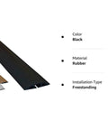 Low Profile Rubber Duct Cord Cover For Floor Cables, 10 Feet, Black, Center Channel Slit side view showing black rubber material