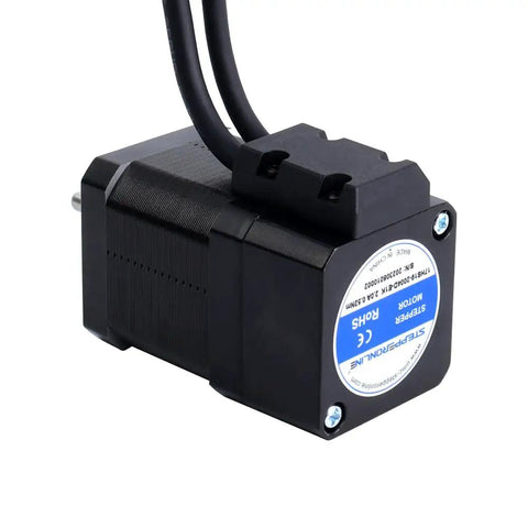 Nema 17 Closed Loop Stepper Motor With Encoder 52 Ncm Torque 73.64 Oz In showing back view with wires and label