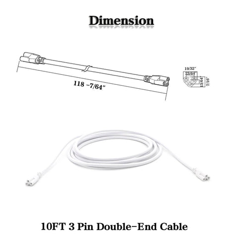 3 Meter Double End LED Linkable Power Cord For T5 And T8 Tube Light Fixtures End To End Connector Cable Extends A Single Fixture Slick For Shop Lights Garage Lighting And Under Cabinet Use Pack Of 4