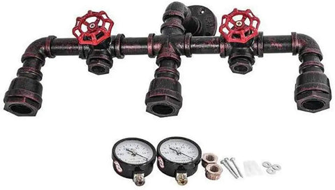 Water Pipe Wall Lamp Steampunk Sconce Three Light Vintage Rustic Copper Color Wall Mount Fixture with E26 Socket