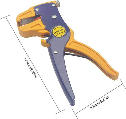 2 In 1 Quick Strip Wire Stripper And Cutter For 14 To 24 AWG Solid And Stranded Wires With Automatic Adjustment And Eagle Nose Self Adjusting Pliers 7 Inch, side view