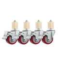 Pack Of 4 3-Inch Stainless Steel Stem Casters With Brakes, Red Universal Wheels For Furniture, 30mm Square Tube, Heavy Duty