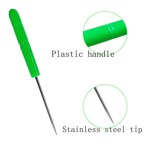 12 Pc Baking Scriber Pens That Nail The Cookie Decor Game With Rust Proof Stainless Steel Cake Icing Needles with green plastic handle.