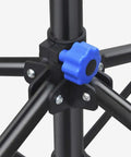 Close-up of adjustment knob and base of Portable Bike Repair Stand With Adjustable Height Handy Tool Tray And 360 Degree Swivel Clip Holds Up To 66 Lbs Maintenance And Display Stand For Home Garage Or Workshop.