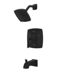 Tub And Shower Trim Kit With Valve And Cartridge, Single Handle, 3 Function Shower Head, Tub Spout, Slick Matte Black Finish