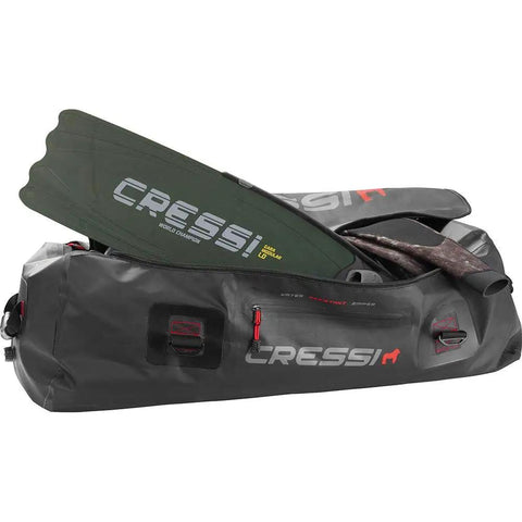 Big Capacity Waterproof Dry Bag For Boating And Travel, 135 Liter Gear Tote With RF Welded PVC Seams, fins visible inside