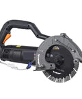 Bad Ass 195mm Electric Wall Chaser Concrete Cutter With Laser Aiming, portable tool with heavy-duty blade and ergonomic handle.
