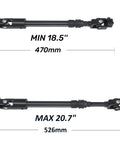 Side view of MDRIVEASY adjustable lower steering column intermediate shaft with U-joint; two units, 18.5–20.7 in (470–526 mm)