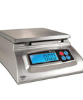 KD7000 Digital Food Scale With Stainless Steel Tray And Protective Acrylic Shield Hold And Tare Functions displayed in kitchen view