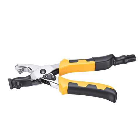 CHICIRIS Electric Badminton Racket Trumpet Plier 2A Cold Rolled Steel crimping tool with ergonomic yellow and black handle.
