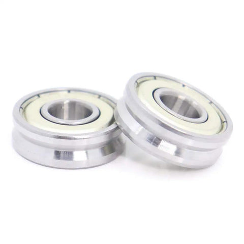 Image of two Four Pack V Groove Sealed Ball Bearings 8X22X7Mm for Linear Motion and Pulley Wheels, showing sleek design and sealed construction.
