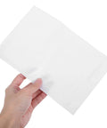 Hand holding adhesive packing list envelope with window design for shipping docs and invoices, 100 pack self sealing poly bags