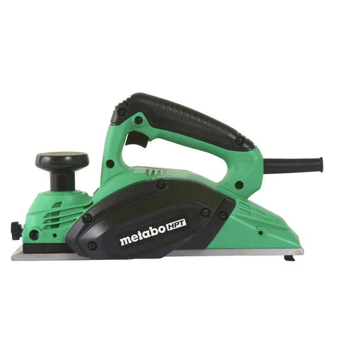 Side view of green 3-1/4 Inch Hand Planer Kit with Kickstand, 5.5 Amp motor up to 17,000 RPM, in compact design.
