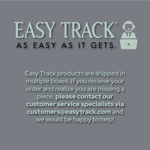 Easy Track notice graphic for 12-Inch Metal Sliding Closet Rod With Retractable Easy-Access Slick Design Wardrobe Organizer For Clothes Includes Installation Hardware White Finish Durable Steel For Quick Mount And Space Saving.