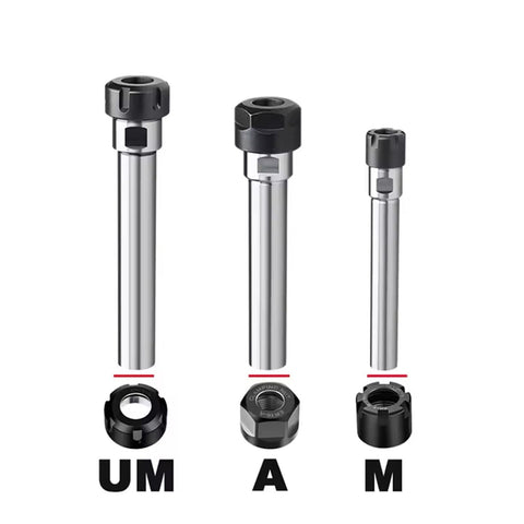 Heavy Duty Collet Chuck Holder Extension Bar For CNC Milling And Lathe Tooling, three sizes shown for precision cuts.