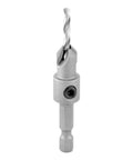 Carbide Tipped Countersink Drill Bit With 82 Degree Countersink, Three Eighths Inch Diameter, One Quarter Inch Quick Release Hex Shank