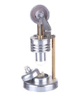 Stirling Engine Kit With Metal Piston And Cool Cylinder, Quartz Heating Tube, Micro Vertical Model, Ready-To-Operate Setup For Hands-On STEM Fun, Durable Metal Build, Includes Alcohol Lamp For Quick Start Learning, vertical metal engine with lamp