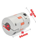Heavy Duty Plum Clamp Jaw Shaft Coupling for Reliable Power Transmission, 40mm D, 66mm L, 8-22mm bore aluminum alloy structure.