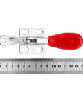 Heavy Duty Toggle Clamps With Antislip Rubber Tip For 60 Lb Holding Capacity Vertical Removal Tool In Galvanized Carbon Steel Build, red handle with ruler
