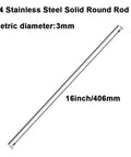 304 Stainless Steel Round Rod 3mm Diameter 405mm Long 16 Inch Solid Shaft Bar For DIY Craft CNC Machining Projects Pack Of Ten High Hardness Rust Resistant