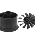 High Performance 50mm Ducted Fan for RC Jets and EDF Aircraft With 12 Blade Prop Kit Beefed Up Injection Molded Housing for Quadcopter DIY Projects Includes 39mm Body 63mm Mouth and 54mm Inner Diameter shown disassembled