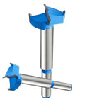 PPOZYLPC 30mm self-centering hole saw cutter with blue guard and silver shaft, angled view
