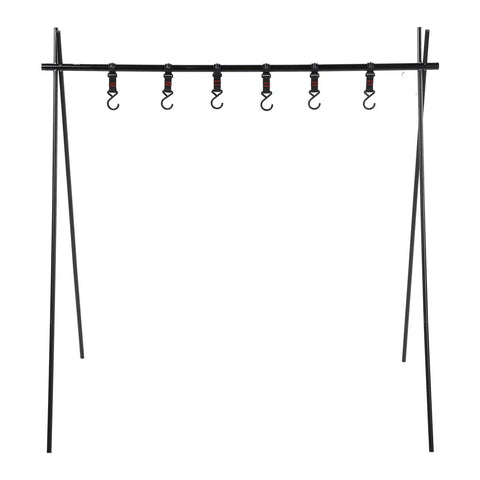 Portable Aluminum Camping Storage Hook Rack With Six Hooks Foldable Tripod Design For Mountaineering And BBQ Tools