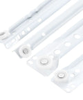 Beefy 22 Inch Drawer Slides Pair Heavy Duty Bottom Mount Glides For Cabinets And Dressers Replacement Tracks With 550x20x10mm Body And 16mm Screws Durable POM Bearings For Smooth Quiet Operation, close-up of white metal slides