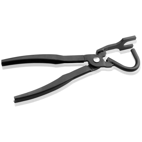 Exhaust Hanger Pliers Tool For Rubber Bracket Removal And Separation, black heavy duty automotive tool on white background