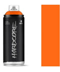 MTN Hardcore Spray Paint - RV256 - Malva can with gloss orange color swatch, showcasing high pressure spray paint.