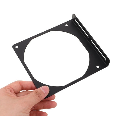 Two Pack PC Fan Mounting Brackets For CPU Coolers Rock Solid Iron Construction Portable Design Easy Tool Free Mount Keeps Cooling Fans Snug In PC Chassis To Boost Airflow And Performance, black iron, 13x12x2 cm
