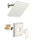 8 Inch Rainfall Shower Head Shower Faucet Set With 3 Way Valve And Brushed Nickel Trim, easy install components