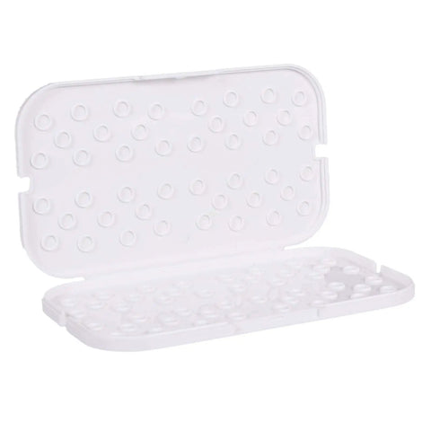 This Heavy Duty Tens Pad Holder Keeps Replacement Electrode Pads Tidy And Safe While Snugly Fitting Four Two By Two Or Two Two By Four Therapy Pads Inside A Secure Snap Closure crafted from durable plastic, open view