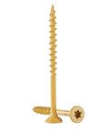 100 Piece Carbon Steel Flat Head Wood Screws Set In Sizes 8 9 10 M2x4 Self Tapping For Quick Rock Solid Wood Joints Your Go To Diy Fasteners For Cabinets Furniture And Everyday Woodworking Projects. gold flat head wood screw with star drive