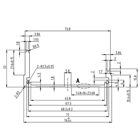 Technical drawing of Aluminum Electronic Enclosure For HiFi Audio Amplifier And Ham Radio Project Box Black 4.33 x 2.99 x 1.81 Inch