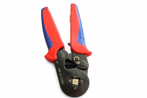 Self-Adjustable Ratchet Pliers Crimping Tool Kit For Heavy Duty AWG 23 To 7 Wire Ferrule Connectors And Pin Terminals Perfect For Auto Audio Or Diy Projects That Slap Together With Ease, red blue grips