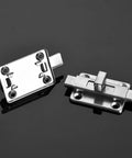 Slide Bolt, Thickened Metal Sliding Bolt for, 2 INCH in stainless steel, showing lock mechanism and rounded edges.