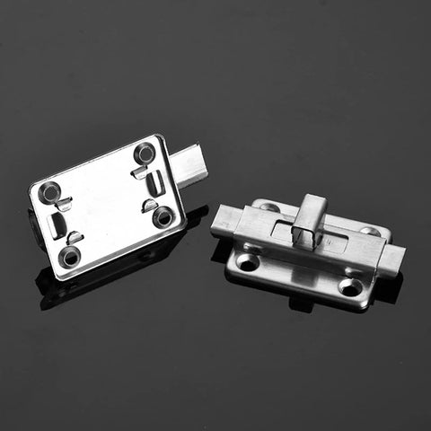 Slide Bolt, Thickened Metal Sliding Bolt for, 2 INCH in stainless steel, showing lock mechanism and rounded edges.