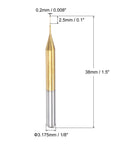 Titanium-coated carbide end mill for PCB engraving, 0.2 mm tip, 1/8 in shank