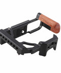 Wood Handle Camera Cage For ZFC Aluminum Alloy Metal Cage With One Quarter Inch And Three Eighths Inch Screw Holes Cold Shoe Mount