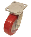 Heavy Duty Kingpinless Swivel Plate Caster With 8 Inch Polyurethane Wheels For Smooth Rolling And 880 Pound Load Capacity That Is Hella Durable And Built Tough For Daily Grind