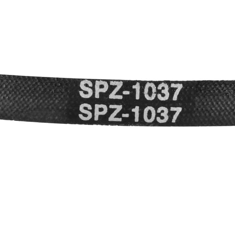 Close-up of SPZ1037 Drive V Belt 1037MM, industrial rubber transmission belt with clear markings.