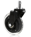 Heavy Duty Office Chair Caster Wheels 3 Inch Swivel Rubber Casters Smooth Rollin Replacement Roller in black and clear design.