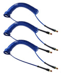 Flexcoil Polyurethane Coiled Air Hose One Quarter Inch ID Twenty Foot Length Kink Resistant Weather And Oil Friendly Dark Blue