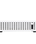 Enterprise Grade Wireless Security Appliance Featuring Wifi 6 Next Gen Firewall And SD WAN Technology For Heavy Duty Network Defense And Rock Solid Cloud Access Including Five Year Premium Care License, white metal router back view with ventilation slots.