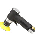 Front view of a 3-Inch Pneumatic Polishing Tool, Your Go-To Ultra Fast 2500 RPM Powerhouse, Lightweight Industrial Grade Hand Tool With Low Noise Silencer