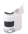 Pocket Sized Digital Microscope With 1000X Magnification And Built In LED Light For Close Up Viewing Of Tiny Subjects Like Fabric Weave Leaves And Electronics In A Compact Grab And Go Gadget, white clip-on body