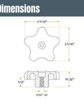 Dimensions of knob and T bolt from Universal 48 Inch T Track Kit With 17 Piece Hardware Set For Workbenches And Jigs, Pro Grade Knobs And T Bolts.