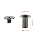 50 Pack 5x10mm Carbon Steel Chicago Screws Phillips Drive Cross Head Bindery Rivets Black Plated Coating for bookbinding, showing two screws.